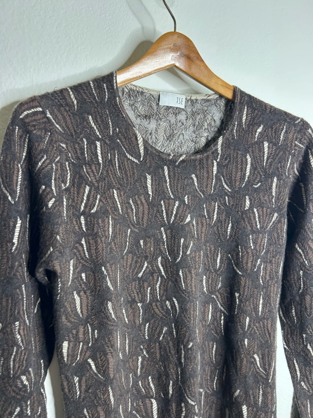 Tse 100% Cashmere Brown Neutral Textured Stitch Pullover Sweater Size Large View 6